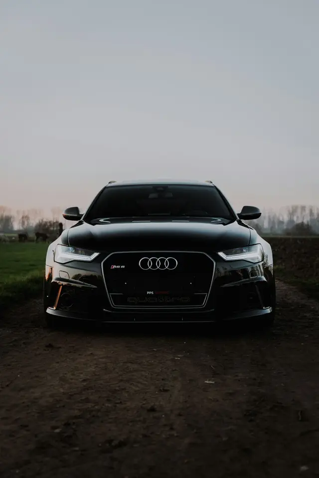 Black Audi RS 6 at dusk