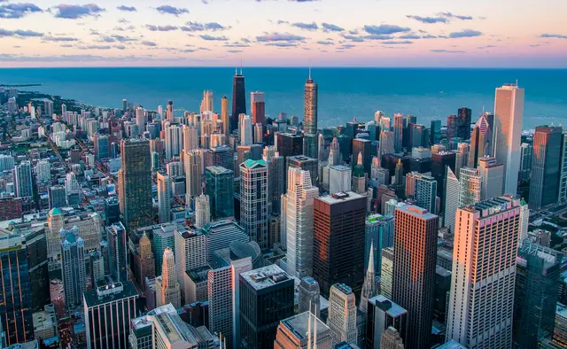 City skyline by the sea